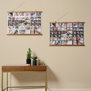 Entwerfen Sie Ihre eigene 40 FotoCollage Wandteppich Mit Holzrahmen