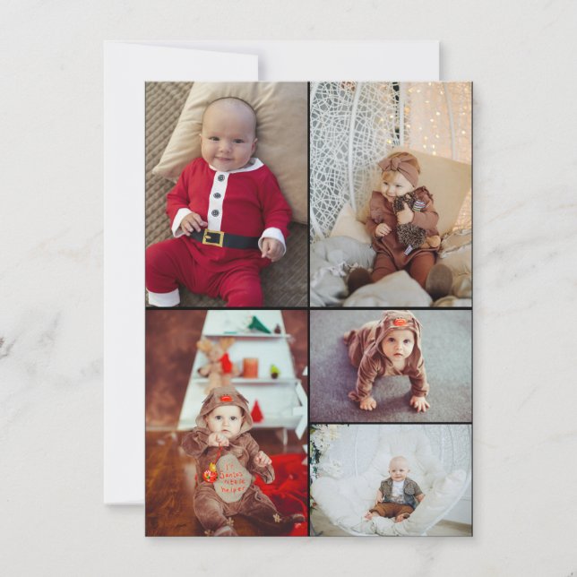 Entwerfen Sie Ihre eigene 5-FotoCollage Ankündigung (Vorderseite)