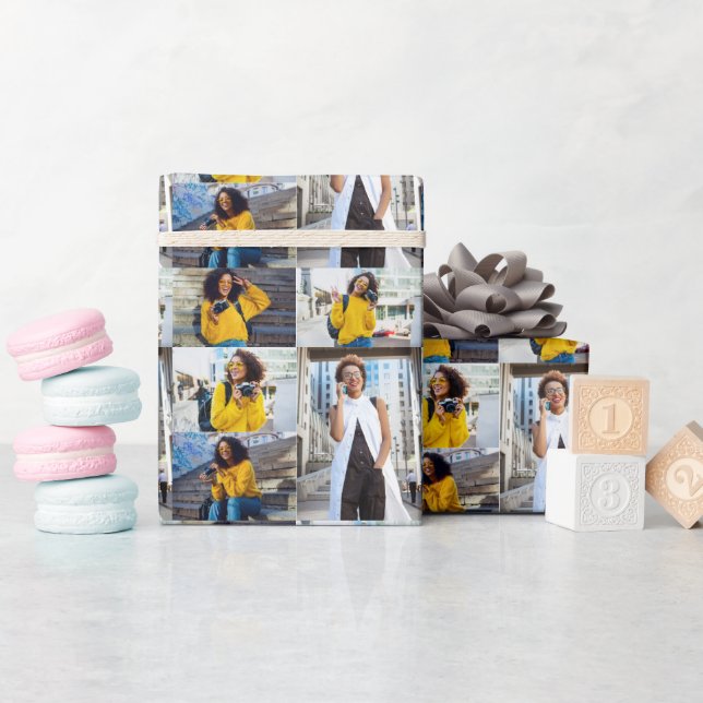 Entwerfen Sie Ihre eigene 5-FotoCollage Geschenkpapier (Babyparty)