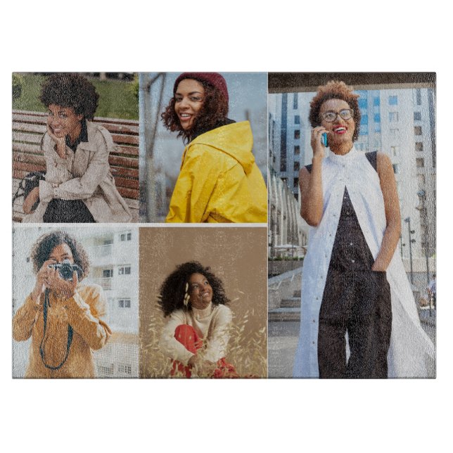 Entwerfen Sie Ihre eigene 5-FotoCollage Schneidebrett (Vorderseite)