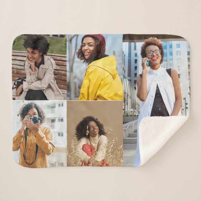 Entwerfen Sie Ihre eigene 5-FotoCollage Sherpadecke (Vorderseite (Horizontal))
