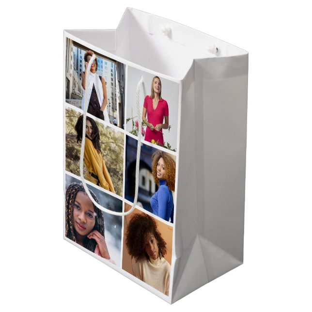Entwerfen Sie Ihre eigene 6 FotoCollage Mittlere Geschenktüte (Vorderseite Schrägansicht)