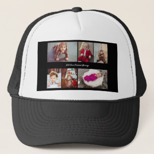 Entwerfen Sie Ihre eigene 6 FotoCollage Truckerkappe