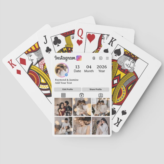 Entwerfen Sie Ihre eigene 7-Foto-Collage Spielkarten (Rückseite)