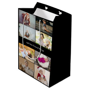Entwerfen Sie Ihre eigene 8 FotoCollage Mittlere Geschenktüte