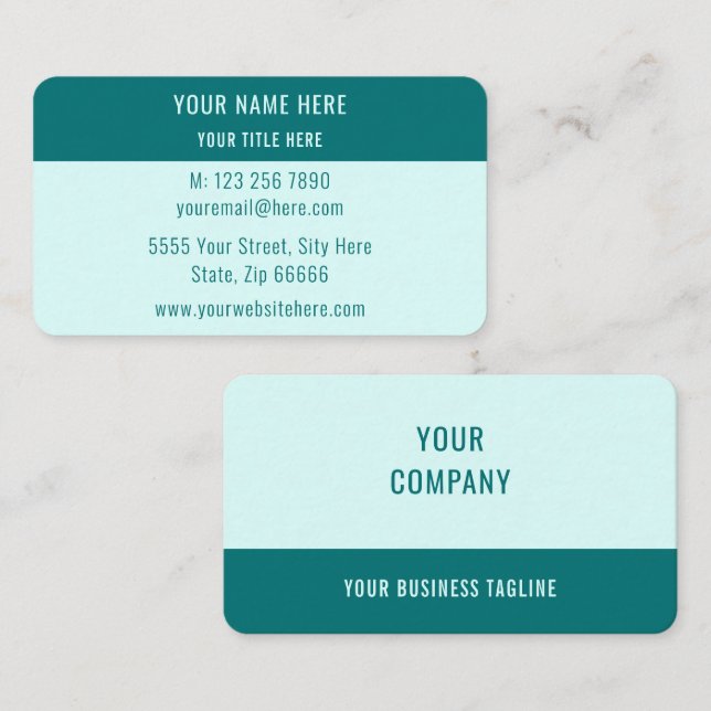 Entwerfen Sie Ihre eigene Aquamarine Visitenkarten Visitenkarte (Vorne/Hinten)