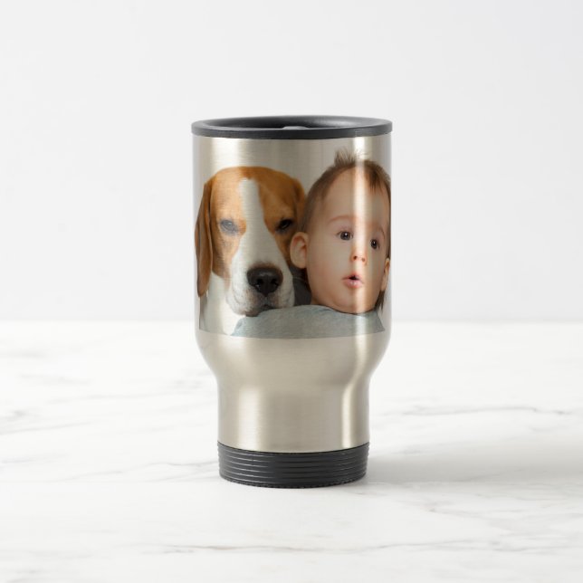 Entwerfen Sie Ihre eigene Baby & Pet Foto-Tasse Reisebecher (Mittel)