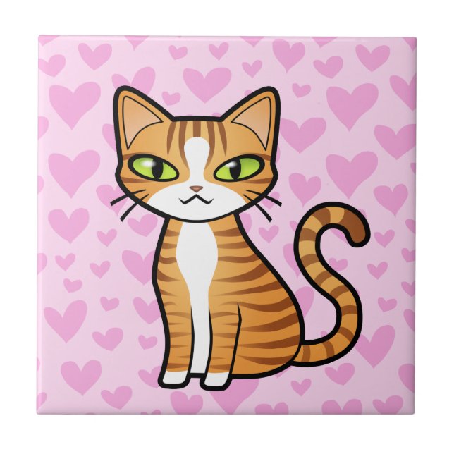 Entwerfen Sie Ihre eigene Cartoon-Katze Fliese (Vorderseite)