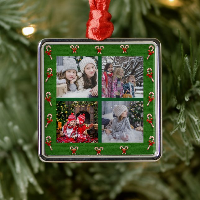 Entwerfen Sie Ihre eigene Foto-Collage Weihnachten Ornament Aus Metall (Baum)