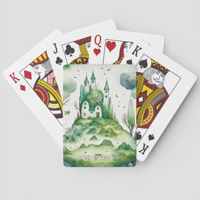 Entwerfen Sie Ihre eigene grüne Fantasy Castle Lan Spielkarten (Rückseite)