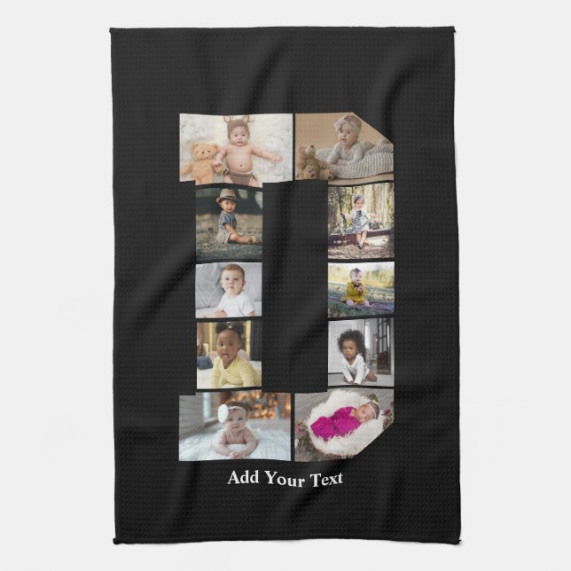 Entwerfen Sie Ihre eigene Letter-D-FotoCollage Geschirrtuch (Vertikal)