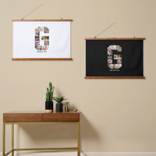 Entwerfen Sie Ihre eigene Letter-G-FotoCollage Wandteppich Mit Holzrahmen