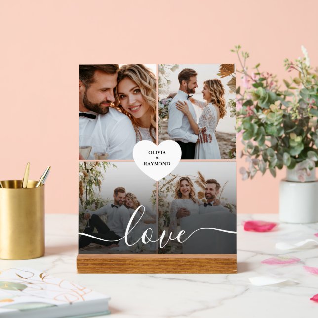 Entwerfen Sie Ihre eigene Liebe Collage Fotografy Acrylschild (Hochzeit)