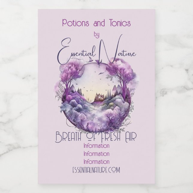 Entwerfen Sie Ihre eigene Lila Zauberburg Landscha Lebensmitteletikett (Einzelnes Label)