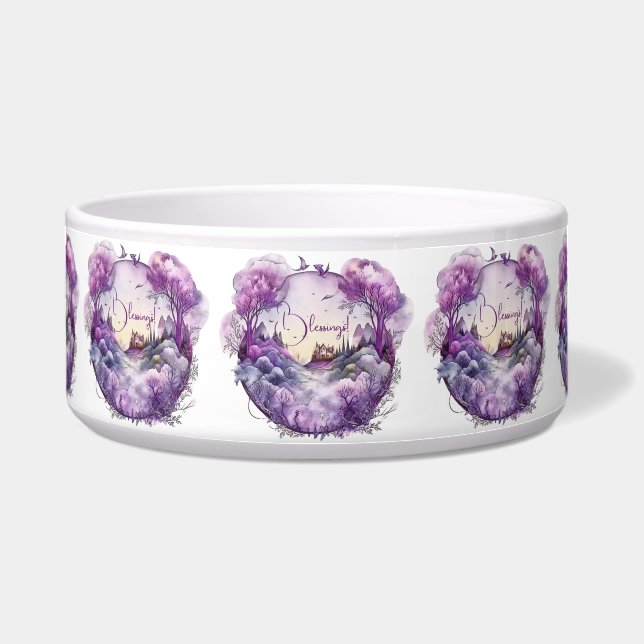 Entwerfen Sie Ihre eigene Lila Zauberburg Landscha Napf (Vorderseite)