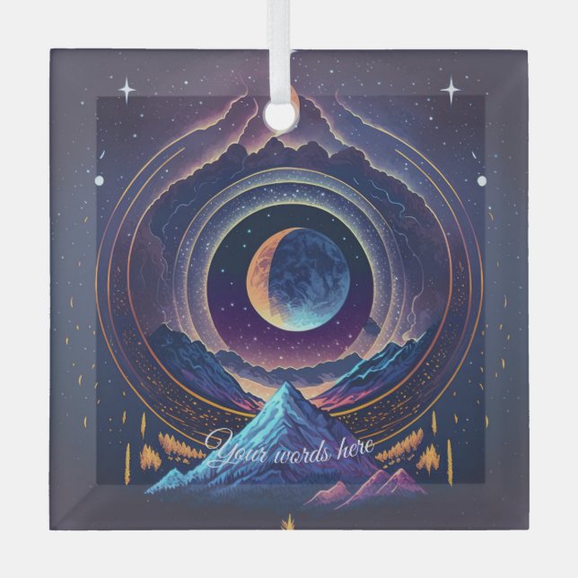 Entwerfen Sie Ihre eigene magische Landschaft Luna Ornament Aus Glas (Vorderseite)