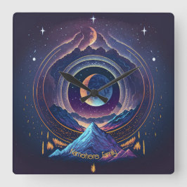 Entwerfen Sie Ihre eigene magische Landschaft Luna Quadratische Wanduhr