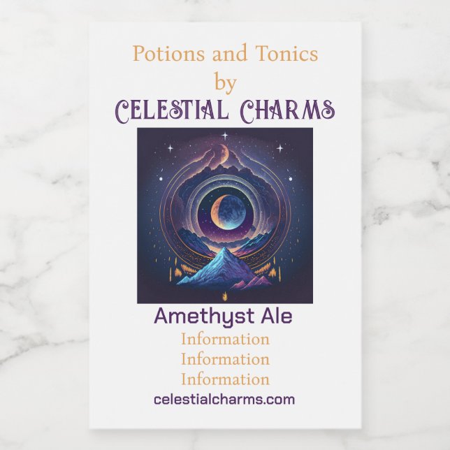 Entwerfen Sie Ihre eigene magische Landschaft Luna Weinetikett (Einzelnes Label)