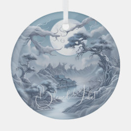 Entwerfen Sie Ihre eigene mistelblaue Landschaft Ornament Aus Glas