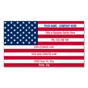 Entwerfen Sie Ihre eigene Werbeflagge der USA Magnetische Visitenkarte