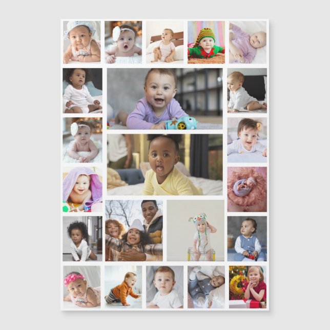 Entwerfen Sie Ihre eigenen 22 Bilder Collage Gerah Magnetkarte (Vorderseite)