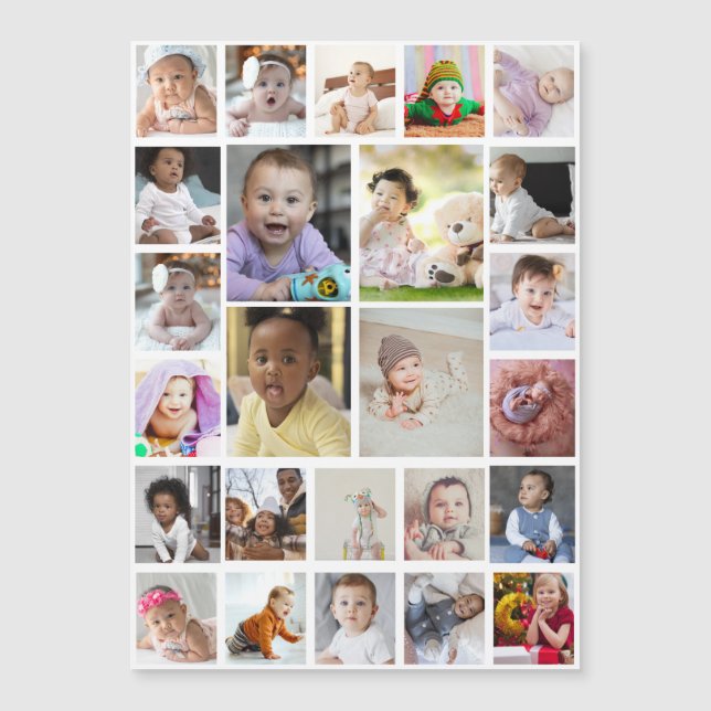 Entwerfen Sie Ihre eigenen 25 Bilder Collage Gerah Magnetkarte (Vorderseite)