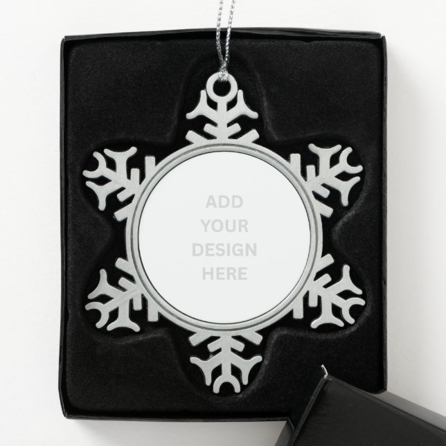 Entwerfen Sie Ihre eigenen Design-Pewter Snowflake Schneeflocken Zinn-Ornament (Box)