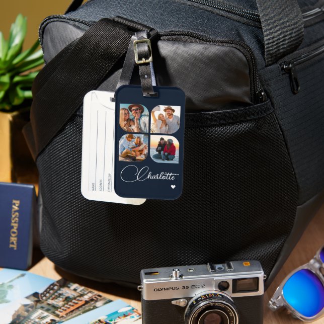 Entwerfen Sie Ihren eigenen 4-Foto-Personalisierte Gepäckanhänger (Vorderseite & Rückseite)
