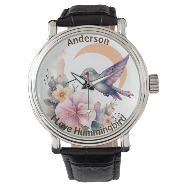 Entwerfen Sie Ihren eigenen Aquarell Hummingbird-I Armbanduhr (Vorderseite)