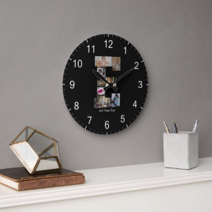 Entwerfen Sie Ihren eigenen Letter E FotoCollage Große Wanduhr