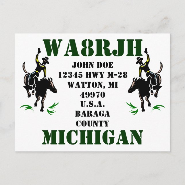 Entwerfen Sie Ihren eigenen QSL HAM Radio Ops Card Postkarte (Vorderseite)