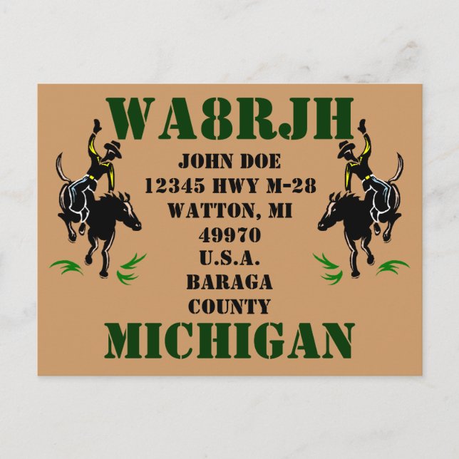 Entwerfen Sie Ihren eigenen QSL HAM Radio Ops Card Postkarte (Vorderseite)