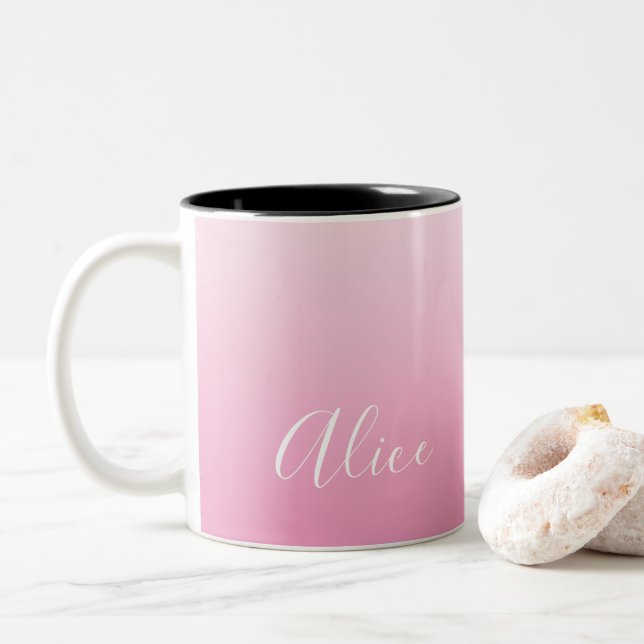 Entwerfen Sie Ihren eigenen rosa OMbre und Ihren N Zweifarbige Tasse (Mit Donut)