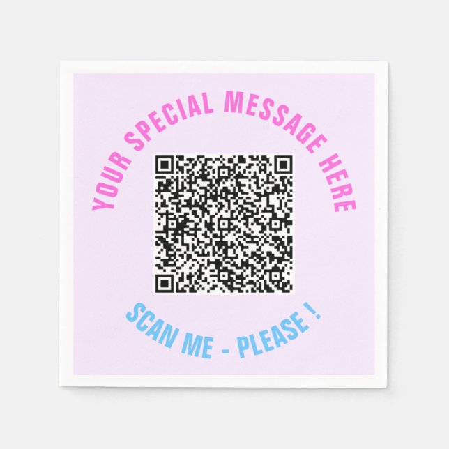 Entwerfen Sie Ihren eigenen Text und QR-Code Napki Serviette (Vorderseite)
