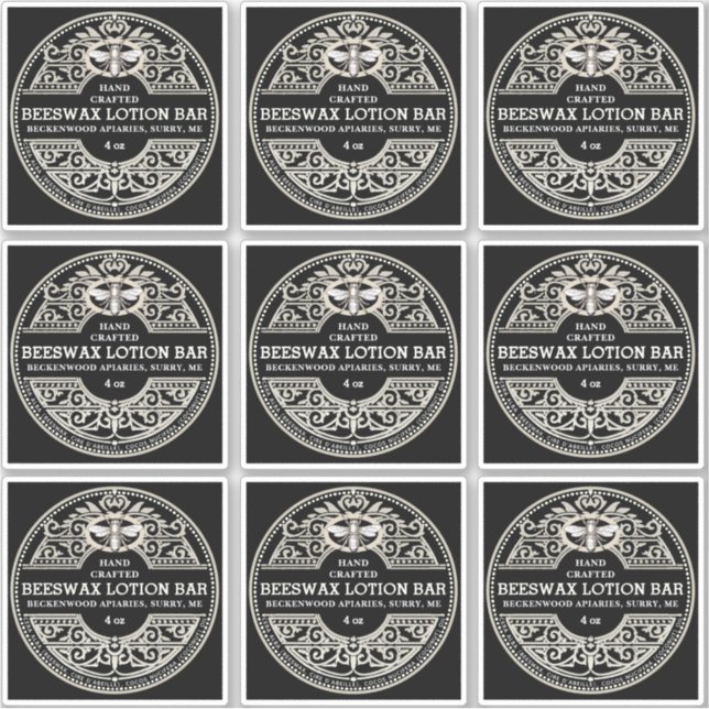 Entwickeln von Black Beeswax Lotion Bar oder Seife Aufkleber (Vorderseite)