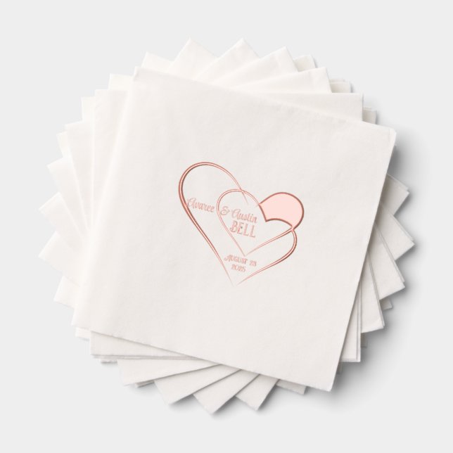 Entwine Hearts Rose Gold Foil Stiefel Napkins Servietten Mit Folie (Insitu (Gestapelt))