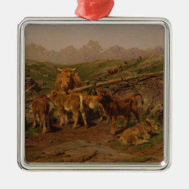 Entwöhnung der Kälber (ländlicher Viehzuchtbetrieb Ornament Aus Metall