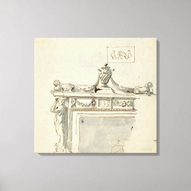 Entworfen für einen Kamin (Stift & Tinte) und wurd Leinwanddruck (Vorderseite)