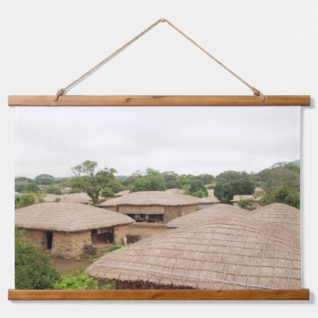 Entworfen mit einem Foto von Südkorea, Horizont Wandteppich Mit Holzrahmen (Vorne)