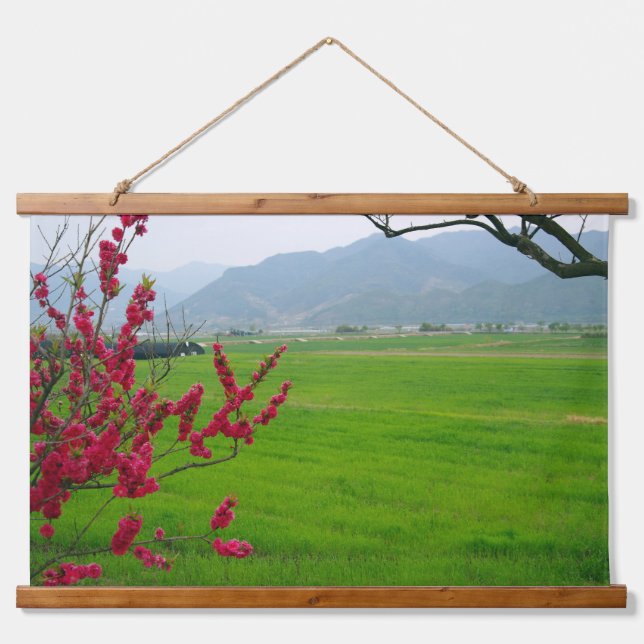 Entworfen mit einem Foto von Südkorea, Horizont Wandteppich Mit Holzrahmen (Vorne)