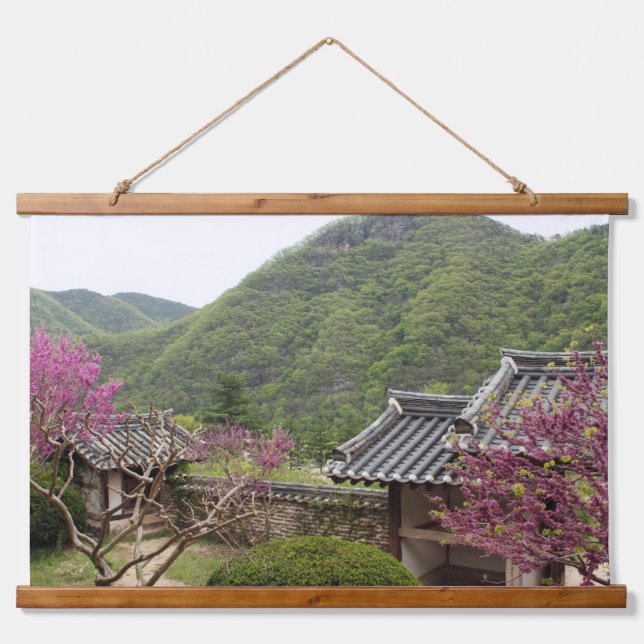 Entworfen mit einem Foto von Südkorea, Horizont Wandteppich Mit Holzrahmen (Vorne)