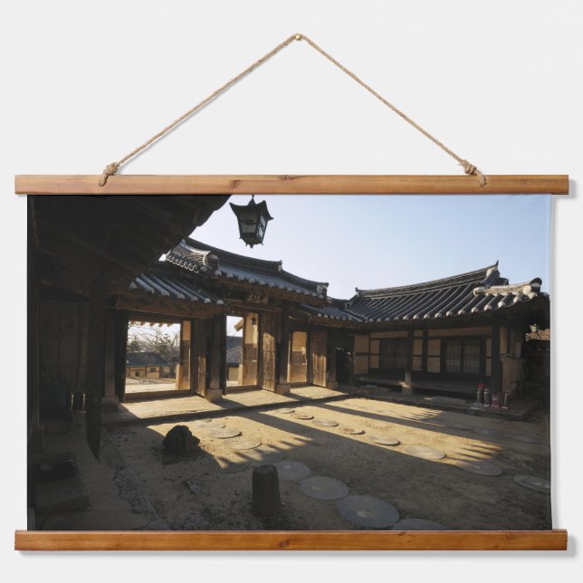 Entworfen mit einem Foto von Südkorea, Horizont Wandteppich Mit Holzrahmen (Vorne)