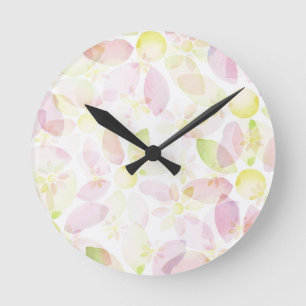 Entworfener Watercolor-Blumenhintergrund, Runde Wanduhr