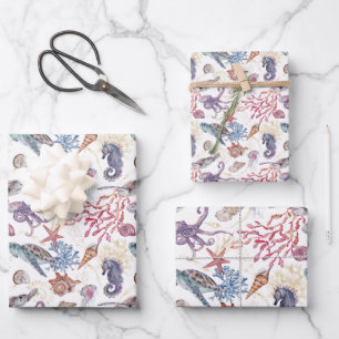 Entwurf 1 der Unterwasserfarben-Zusammenstellung Geschenkpapier Set