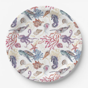 Entwurf 1 der Unterwasserfarben-Zusammenstellung Pappteller