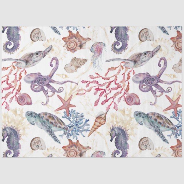 Entwurf 1 der Unterwasserfarben-Zusammenstellung Seidenpapier (Vorderseite)