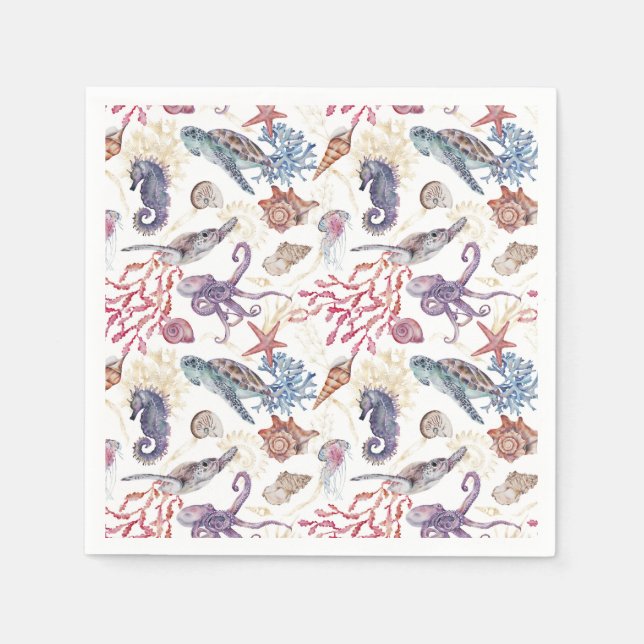 Entwurf 1 der Unterwasserfarben-Zusammenstellung Serviette (Vorderseite)