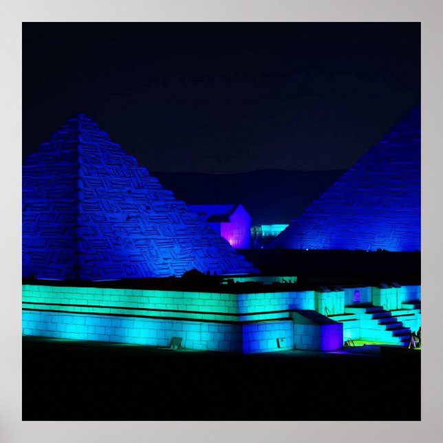 Entwurf blaue Pyramiden  Poster (Vorne)