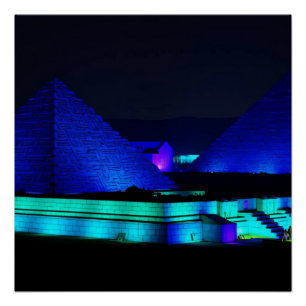 Entwurf blaue Pyramiden  Poster