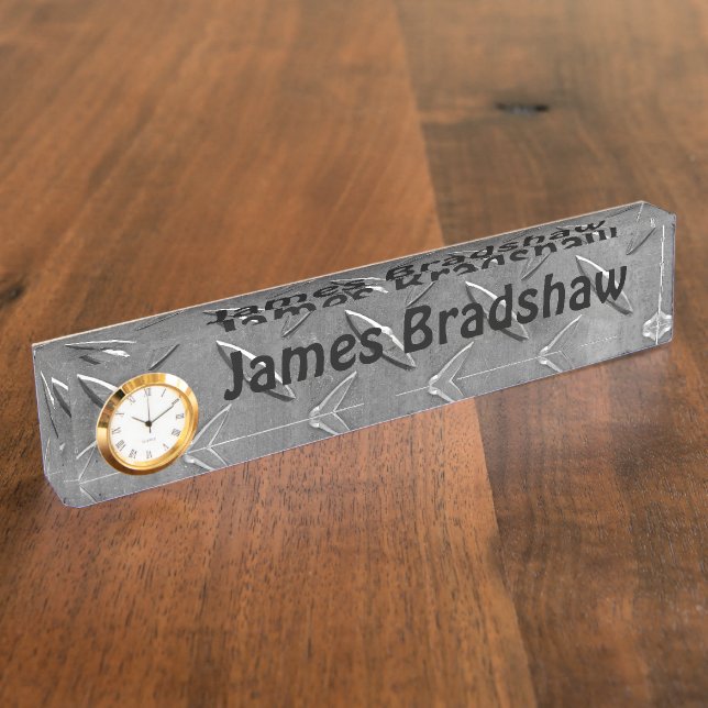 Entwurf der Diamantplatte Namensplakette (Seite)